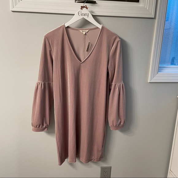 Madewell | velvet blush pink dress - Picture 2 of 14